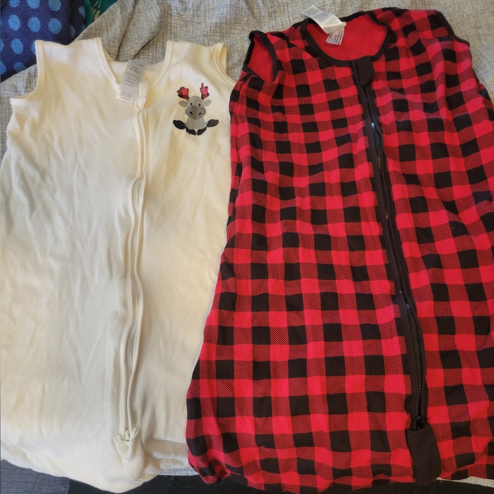2 x PACK sleeveless sleepsack, the peanutshell M/L 6-12 mths plaid / moose